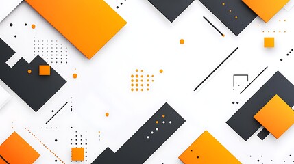 Poster - Abstract Geometric Composition of Orange and Gray Rectangles on White Background