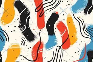 Poster - Abstract Seamless Pattern Design Featuring Bold Colors and Curved Lines for Unique and Minimalistic Backgrounds in Creative Projects
