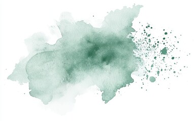 Poster - Delicate Abstract Watercolor Splash in Soft Green Tones on White Background for Creative Projects and Artistic Expressions