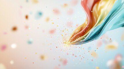 Wall Mural - Colorful Swirling Liquid with Glitter Explosion