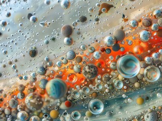 Poster - Close-Up View of Colorful Microbial and Microscopic Structures Captured Under an Optical Microscope Showcasing Vibrant Photosynthetic Elements and Organisms