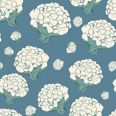 Poster - Minimal Seamless Pattern Featuring Cauliflower Design for Fabric, Home Decor, and Textile Projects, Ideal for Stylish and Modern Applications