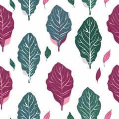 Poster - Seamless Minimal Chard Leaf Pattern for Fabric Design and Textiles, Featuring Vibrant Colors and Modern Aesthetics, Ideal for Home Decor and Fashion