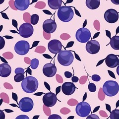 Poster - Minimalist Plum Pattern Design Featuring Seamless Fabric with Organic Shapes and Vibrant Colors for Stylish Textiles and Modern Decor