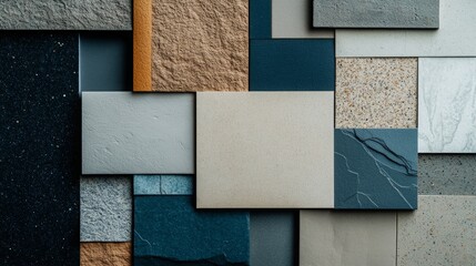 Wall Mural - Neutral Frame on Abstract Collage, showcasing a blend of textures and muted colors, highlighting simplicity and artistic composition.