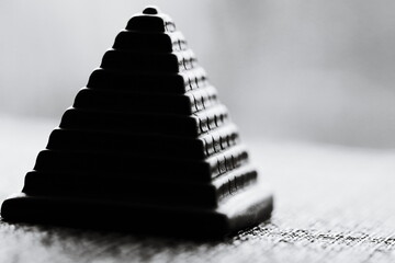 Poster - A historic ancient pyramid in black and white photography.
