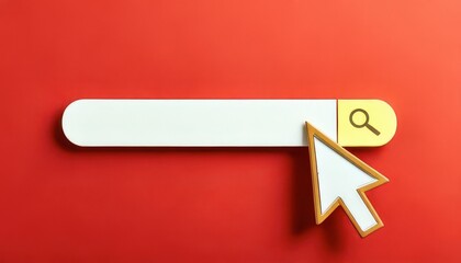 Poster - Minimalist search engine concept. Search bar with cursor on a red background.