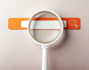 Poster - Minimalist search engine concept. Magnifying glass over a search bar with an orange accent.