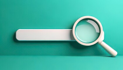 Poster - Minimalist search engine concept. Search bar with magnifying glass on a teal background.
