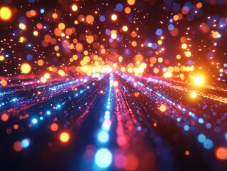 Poster - Dynamic abstract space warp event with radiating neon lights digital realm visual art futuristic environment close-up perspective neon concept for seo impact