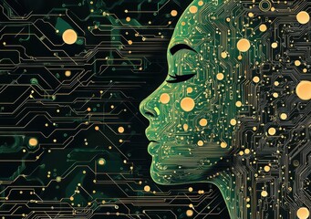 Poster - visualizing ai consciousness circuit board patterns of the future digital realm art installation abs