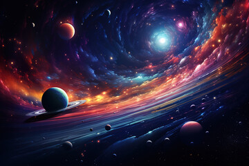 Wall Mural - outstanding abstract planets and space background