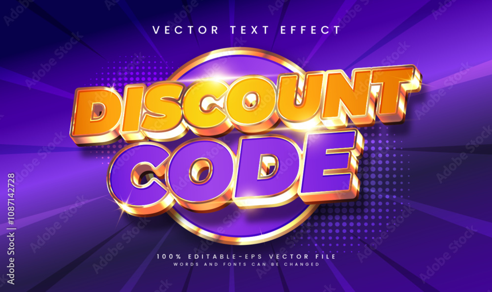Discount code editable vector text effect, suitable for promotion ...