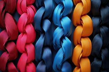 Poster - Colorful ribbon chain art installation creative studio visual artwork indoor space artistic perspective vibrant design concept