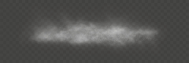 Poster -  A thin layer of gray smoke with scattered glowing particles on a transparent background, creating a misty or atmospheric haze effect.