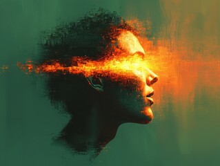 Poster - Digital art interpretation of a surreal portrait studio artwork abstract environment side view emotional expression