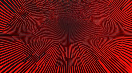 Poster - Abstract Red and Black Radial Lines Creating Optical Illusion with Depth Perception in Striking Patterns for Modern Art and Design Use