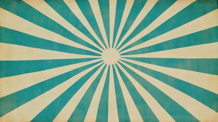 Poster - vintage sunburst background with radiating lines in soft blue and cream tones for creative and artis