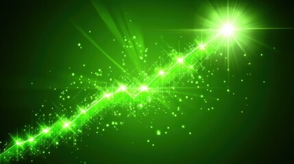 Poster - Bright Green Sparkling Light Beam with Glittering Particles on Abstract Background for Creative and Artistic Projects