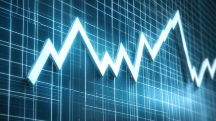 Poster - Modern Abstract Data Visualization with Fluctuating Line Graph on Digital Grid Background Representing Financial Market Trends and Analysis Performance Metrics
