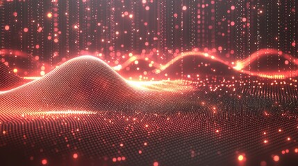 Fototapete - Dynamic particle waves abstract digital art technology visualization vibrant environment aesthetic perspective innovation