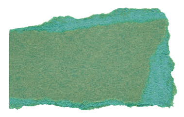 Poster - Isolated cut out torn piece of blank dark green paper note cardboard with texture and copy space for text, transparent png background design element
