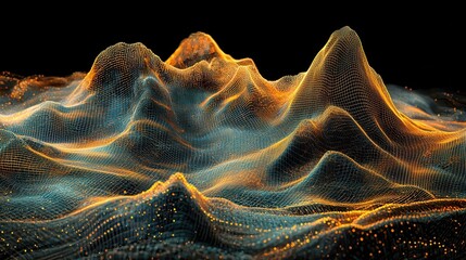 Fototapete - Dynamic digital landscape abstract visualization 3d rendering virtual environment futuristic concept