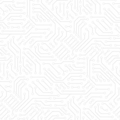 Poster - Computer circuit board texture. Technology pattern. Abstract illustration of silicon chip. Digital tech background in black and white colors.