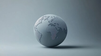 Poster - Detailed monochrome globe with dotted continents on a minimalist background for global awareness, education, travel, and environmental themes in stock photography.