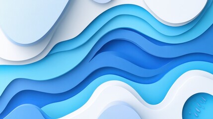 Poster - Abstract Wave Pattern Design Featuring Layers of Blue, White, and Light Tones in a Creative and Modern Style for Background or Graphic Elements