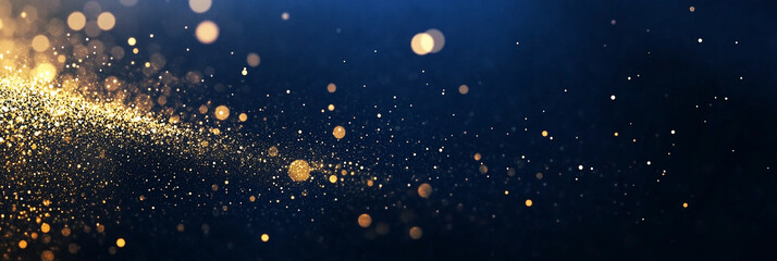 Wall Mural - abstract background with dark blue and gold particle. christmas golden light shine particles bokeh o