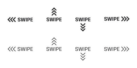 Aufkleber - swipe arrow vector icon. right, left, up, and down slide or scroll hand sign. drag buttons symbols.