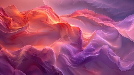 Poster - Beautiful abstract landscape with colorful flowing textures, reminiscent of waves at sunset, creating a serene atmosphere in soft hues