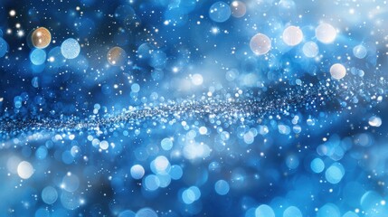 Poster - A captivating display of sparkling blue bokeh lights creating a magical atmosphere in a nighttime setting