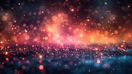 Poster - vibrant abstract background with colorful bokeh lights shining softly in a dark setting during night