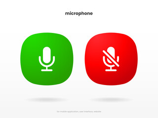 Fototapete - Podcast, broadcast, webcast icon. Voicemail sign. Voice chat icon. Recording symbol. Mute icon. 3D Phone microphone icon for UI UX, mobile app, presentations with soft UI, push button.