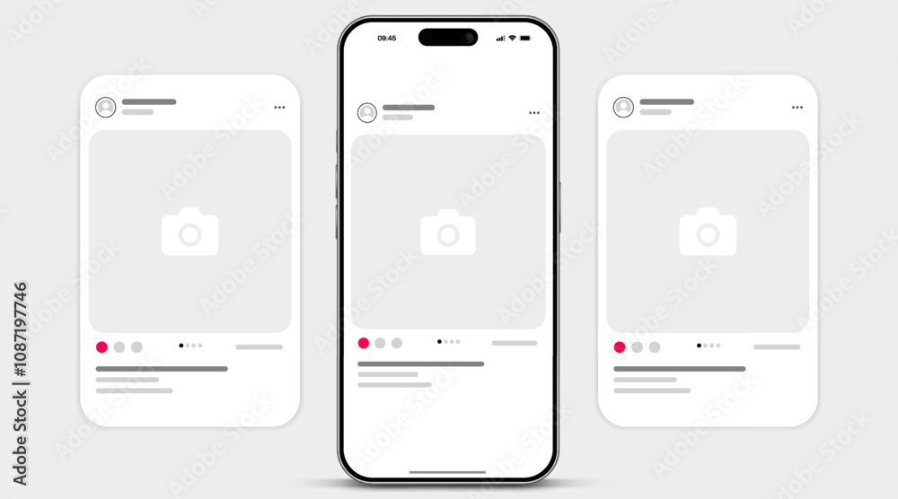 Social media carousel post template mockup. Mobile app interface with ...