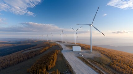 Poster - Towering wind turbines gracefully spinning to generate renewable electricity