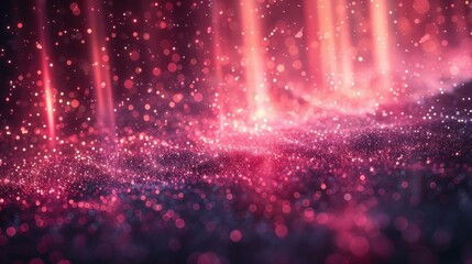 Poster - Vibrant light rays create shimmering patterns over a dreamy surface in a captivating display of colors during the night
