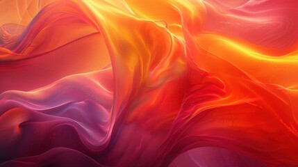 Poster - vivid swirling abstract fabric texture with red and orange hues creating dynamic movement in a digit