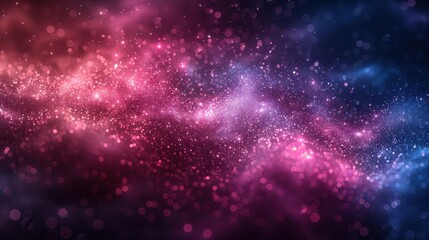 Poster - Colorful abstract cosmic background with sparkling stars and nebulae in shades of pink, purple, and blue