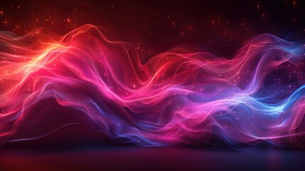 Poster - Colorful abstract waves of light create a dynamic display of hues in a dark environment at night