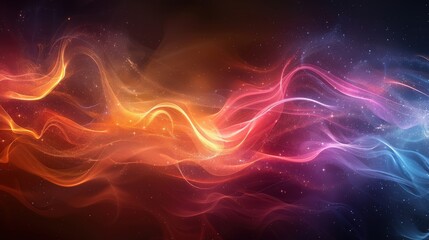Poster - Colorful abstract wave patterns blending together with vibrant hues in a cosmic background, creating a sense of movement and energy