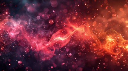 Poster - Colorful abstract background featuring swirling patterns and glowing particles with vibrant reds and oranges creating a dynamic visual effect