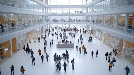 Aufkleber - Elevated Perspective Highlighting the Activity and Connectivity of Students Navigating the Pathways and Utilizing Technology on a Modern College Campus