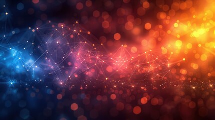 Poster - Abstract background with vibrant tones of orange, blue, and purple showcasing glowing bokeh lights in a digital style
