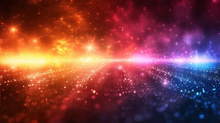 Poster - beautiful colorful abstract landscape with sparkling lights and gradients during a starry night sky