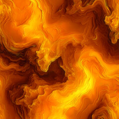Poster - A composition of undulating, flowing shapes rendered in yellow-brown tones. Smooth color transitions add depth and create a swirling effect