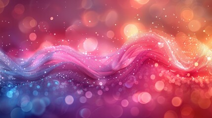 Poster - Colorful abstract wave pattern with vibrant bokeh effects creating a dreamy atmosphere