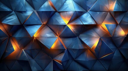 Poster - abstract geometric design with blue and orange tones creating depth and texture in a modern setting